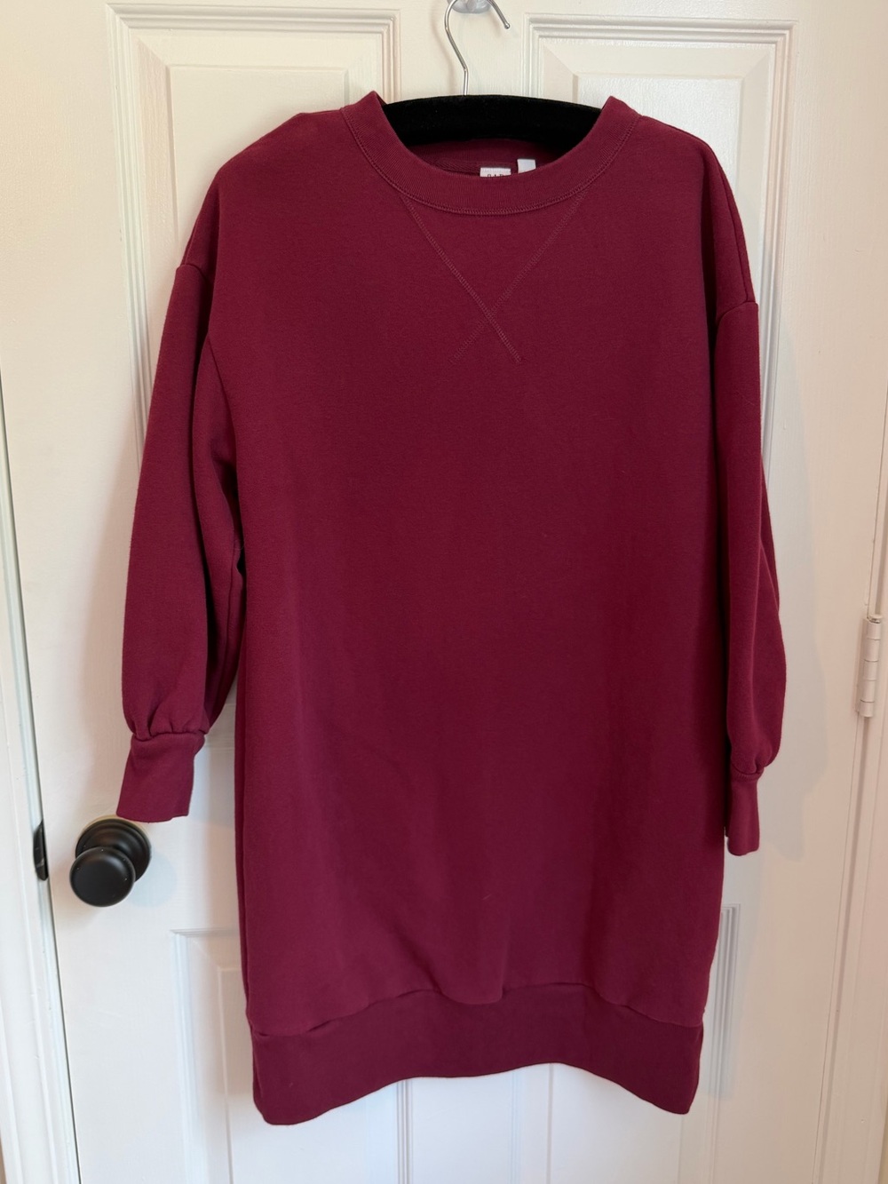 GAP Maroon Crewneck Soft and Long Sweatshirt, Tunic Length, SM